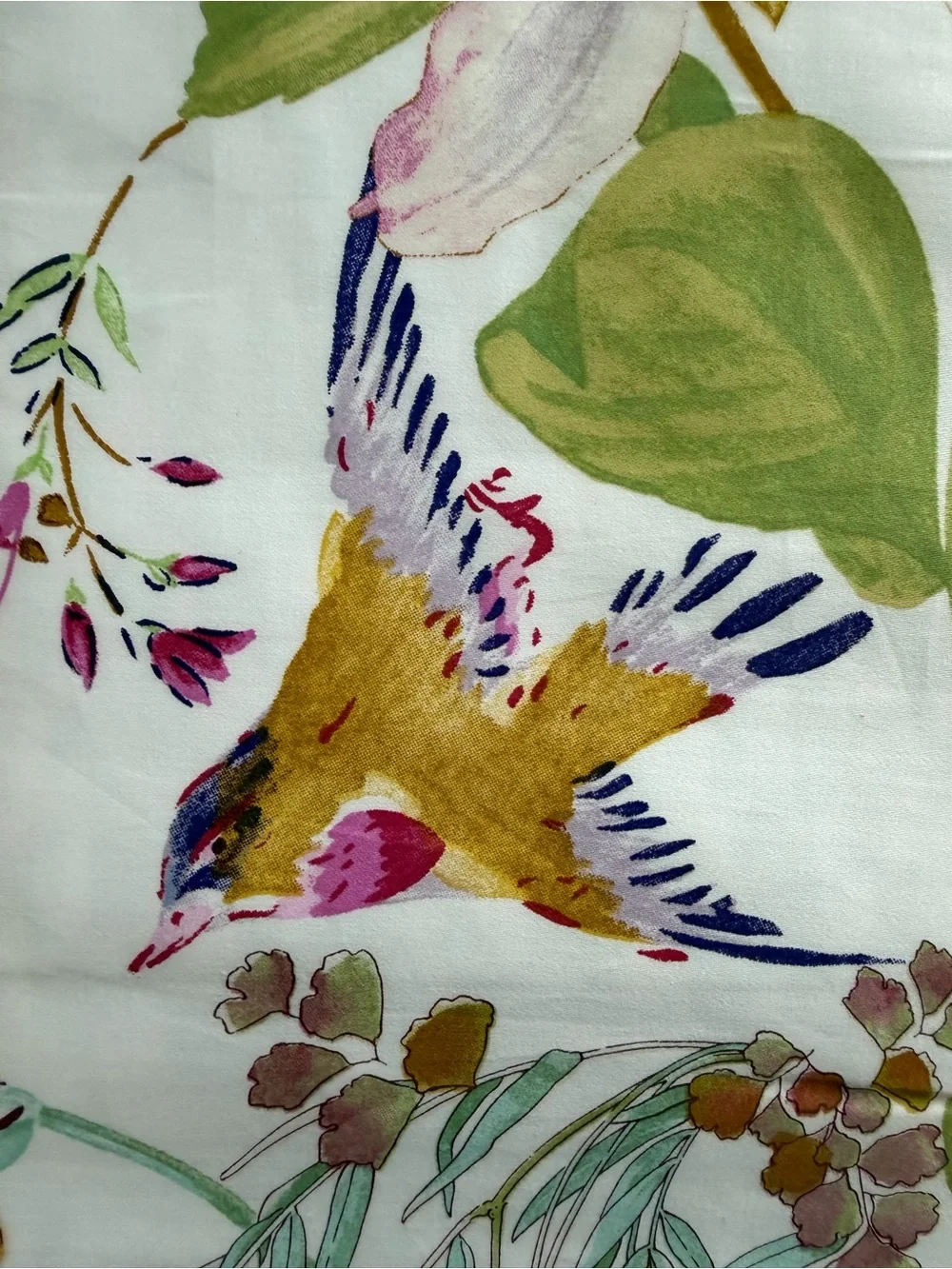 Yves Delorme Flores King Duvet Cover Luxury Floral Bird Print NWT
